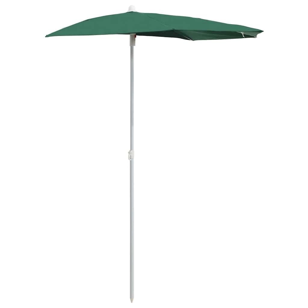 vidaXL Garden Half Parasol with Pole 180x90 cm Green