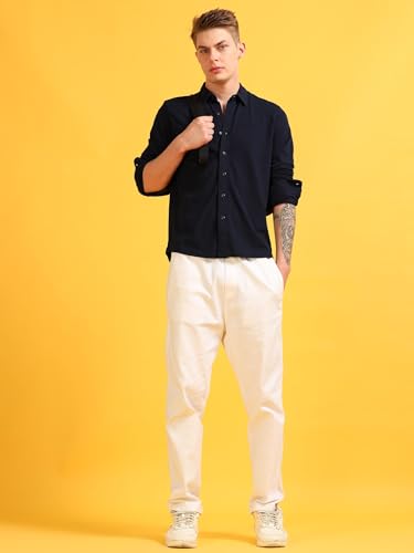 Image of StitchX Men's Cotton Pique Regular Fit Full Sleeve Solid Knitted Shirt