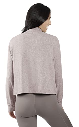 Image of 90 Degree By Reflex Cropped Two Tone Heather Long Sleeve Quarter Zip Jacket