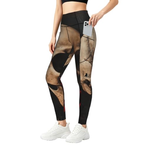 Leggings de calavera y rosa conjuntos deportivos transpirables anti transpiración