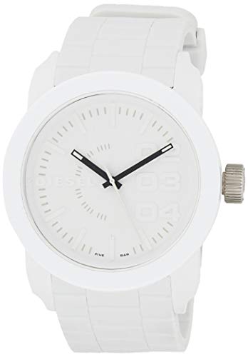 Diesel Men's Double Down Quartz Stainless Steel and Silicone Casual Watch, Color: White
