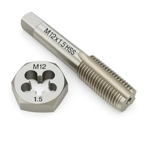 Image of M12x1.5 Metric Tap and Die Set Right Hand HSS Tap & GCr15 Hex Die for Metal Thread Repair