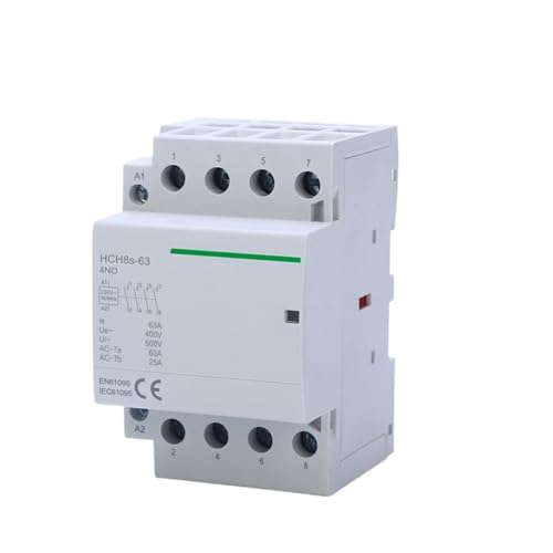 BVTUCMDY Contacteur modulaire 4P 63A 4NO 4NC 2NO2NC 380V 220V 110V AC 24V Contacteur Domestique Automatique Type Rail DIN 50/60Hz 1 pièce(4P 63A 3NO1NC AC230V)
