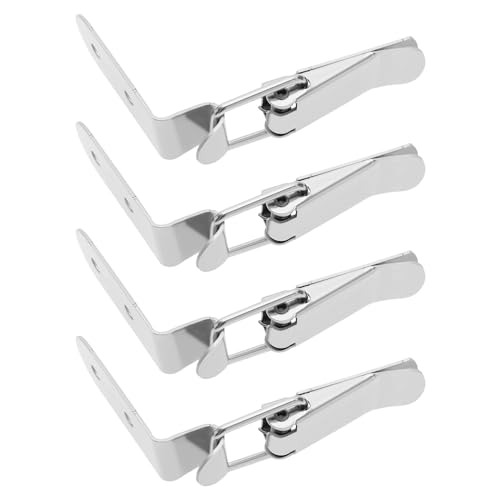 eMagTech - eMagTech 4 Stück 90 Grad rechtwinklige Türschlossschnalle, Sicherheitstürschlossriegel für Werkzeugkasten, Holzkisten, kleine Kisten, Holzzaun, Silber (ohne Schlossbolzen) - -8%