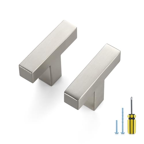 Image of Ravinte 20 Pack Kitchen Brushed Nickel Cabinet Handles Single Hole Center Stainless Steel Square Cabinet Pulls for Dresser Drawer Cupboard Handles with Screwdriver