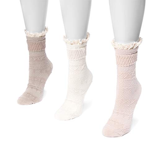 Muk Luks Women's Lace Boot Socks, Multi, One Size