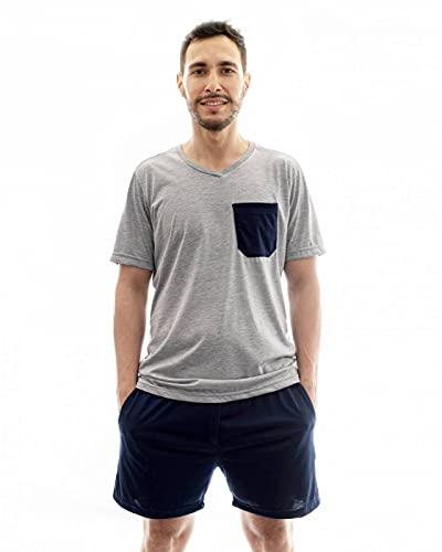 Pijama Masculino Adulto Curto com Shorts com Bolso