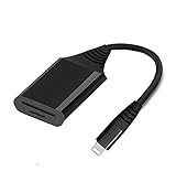 Este lector de tarjetas SD para iPhone está con diseño 2 en 1: admite tarjeta de memoria de cámara SD y tarjeta de memoria MicroSD, soporta tarjetas de memoria SDHC/SDXC/MicroSD con capacidad menos de 256GB. Este visor de cámara SD ofrece a los usuarios una transmisión estable, reconocimiento sensible, no hay ventanas emergentes de error cuando se conectan a su iPhone. Comparte fotos y vídeos con familiares y amigos.