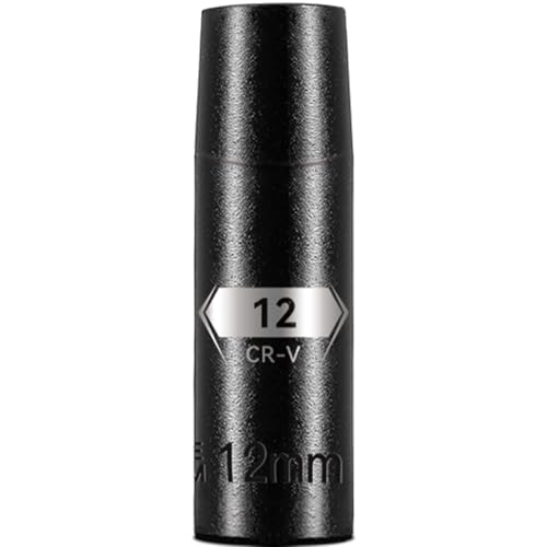 Image of BLACKROBOT 1 /2 Inch Drive 6-Point Deep Socket, 12mm Deep Impact Socket, CR-V Steel