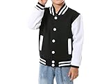 Mowbeat Kid's Baseball Jacket Boy's Varsity Style School Jackets Top for Girl Outerwear Jackets Sports Track Jackets Coat (BLACK, 3-4T)