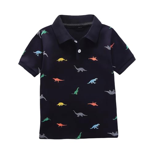 Image of Boys Dinosaur Graphic Collared Dress Polo Shirts for Child Toddler 2-7years