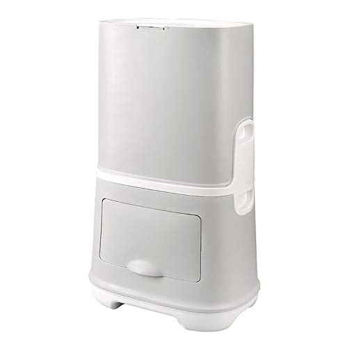 QWEASDF Japanese-Style Kitchen Waste Bin with Lid, Gray