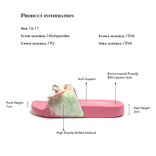 FUNKYMONKEY Women's Slides Sandals Bowknot Beach Casual Comfort Slippers (8 M US, Coral A) - Image 6