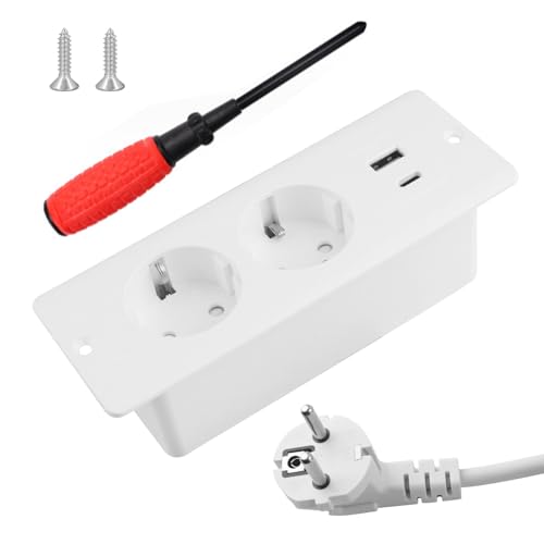 BouGPeng Presa da Tavolo con USB e Tipo C PD 20W, Bianco
