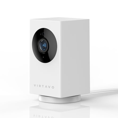 virtavo Indoor WiFi Security Camera, 1080P Baby Monitor, Pet Cam, Home CCTV Wireless 360°, Pan/Tilt, Motion Detection, Night Vision, 2-Way Audio, SD & Cloud Storage
