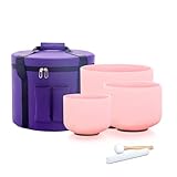 Hye-eun 432HZ Crystal Singing Bowls Set，7-11 Inch 3pcs Frosted Pink Quartz Chakra Bowl for Meditation Sound Healing with Travel Carry Case Bag Yoga Meditation Healing Sound Therapy (7