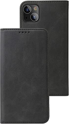 Étui antichoc iPhone 13 rabat cuir fermeture magnétique noir