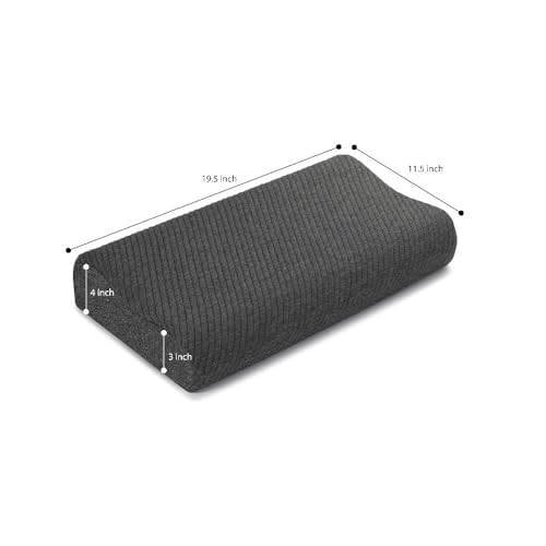Image of Wakefit Shape-Sensing Contour Pillow | Memory Foam with Shape-Adaptive Support | Neck & Shoulder Pain Relief | Dark Grey | 19.5 x 11.5 x 4 inch | Set of 1
