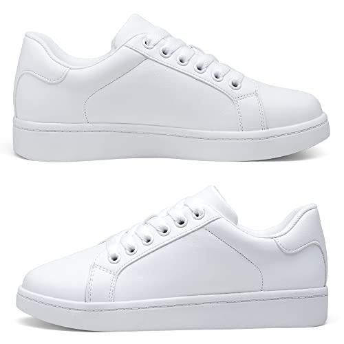 Vepose Women's Fashion Sneakers White Lace Up Comfortable Casual Tennis Shoes Size 8(Cjy8003 White 08) #TOP2