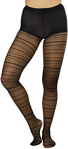 ToBeInStyle Women's Sheer Horizontal Striped Pantyhose4