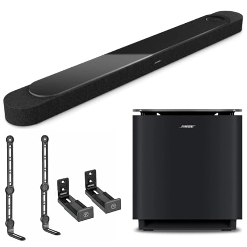 Bose Lifestyle Ultra Soundbar with Ultra Subwoofer Bundle + 2 Soundbar Mount Options, Dolby Atmos Home Theater System with Wi-Fi, Bluetooth, AirPlay, Alexa, (Black, Soundbar + Subwoofer)