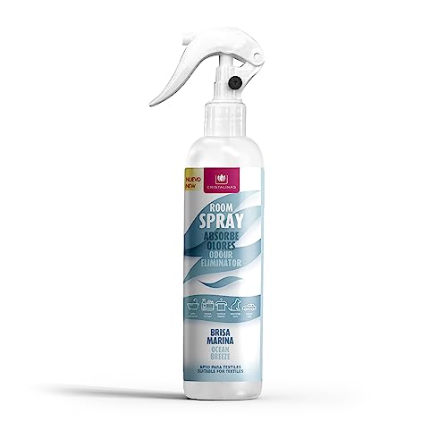 CRISTALINAS | Aerosol Ambientador Spray Pulverizador Absorbe Malos Olores | Para Casa, Cocina, Baño, Coche | Apto para Textiles | 250ml | No Contiene Gas (Brisa Marina, 250ml)