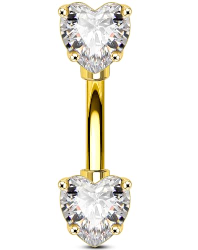 Melighting 16G Gold Heart Rook Piercing Jewelry Eyebrow Ring 316L Stainless Steel Clear CZ 6 mm Rook Earring for Women Elegant Eyebrow Lobe Piercing
