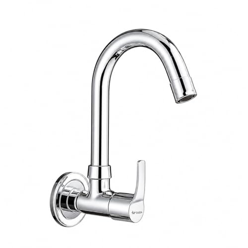 Image of HOUZA Brass Kitchen Sink Tap Faucet | Kitchen Tap with 360 Degree Flexible Swivel High Arc Spout | Water Saving Aerated Flow Kitchen Faucet for Sink (Chrome Finish, Silver)