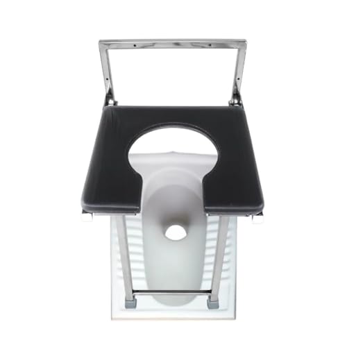 Image of Wall Mounted Commode Chair for Elderly & Patients | Portable Stainless Steel Support for Indian Toilet | Anti-Slip Lightweight Chair for Knee Pain, Pregnancy & Senior Citizens (Black)