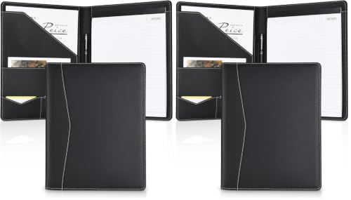 Image of Pacific Mailer Padfolio Portfolio Leather Binder, Interview Legal Document Organizer, Business Card Holder Included Letter Sized Writing Pad [Piano Noir Faux Leather Matte Finish] (Pack of 2)