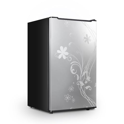 3.5 Cu.ft Compact Upright Freezer with Reversible Single Door,Three Freeze Shelves Mini Freezer with Adjustable Thermostat for Home/Kitchen Freezer Door with Pattern