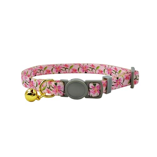 Collet anti-évasion pour chat Olahibi, motif floral rose