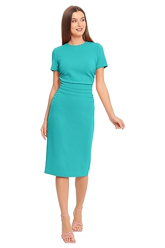 Image of Maggy London Women's Dresses Ruched Waist Crepe Sheath Dress Workwear Office Occasion Event Guest of