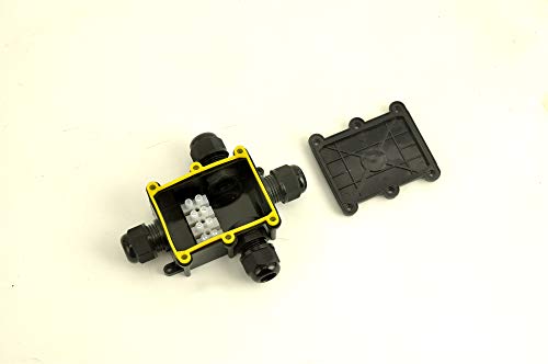 Waterproof Ip68 Junction Box, Electric Box, Electrical Box, 4 Way Plug Line M20 Coaxial Cable Connector Wire Range 4 To 9Mm, 9 To 12Mm Outdoor External Electric Power Cord Boxes (Black) (4 Way, 1 Pc) #TOP2