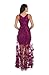 Dress the Population Womens Embellished Plunging Gown Sleeveless Floral Long Dress, Dark Magenta Sidney, Small
