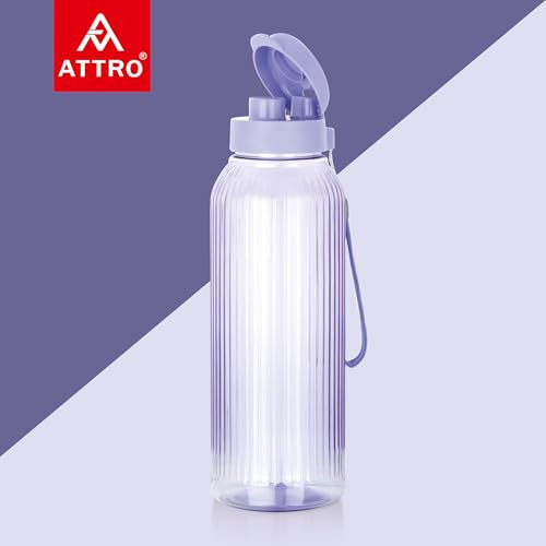 Image of ATTRO Prime Linear Plastic Water Bottle, Leak-Proof- Set of 3-1.5L-Purple