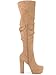 Allegra K Women's Platform Round Toe Zipper Slouch Heel Khaki Over the Knee Thigh High Boots 6 M US