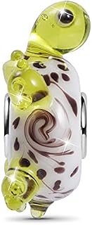 GNOCE Turtle Murano Glass Charm Bead Sterling Silver Charm Fit Bracelet/Necklace for Women Girls Wife Daughter