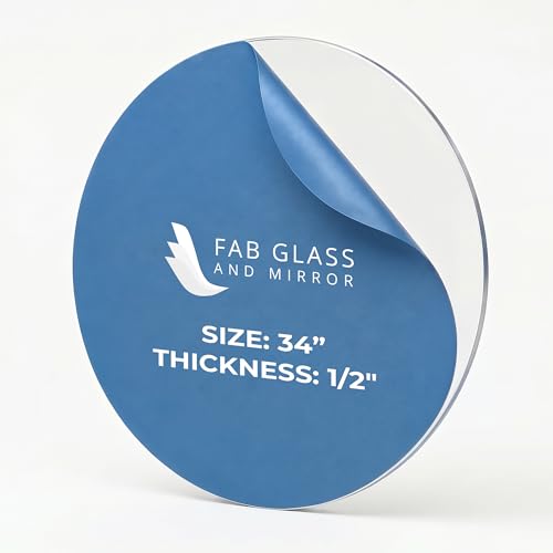 Image of Clear Plexiglass Sheet Round 34 Inch Diameter 1 /2 Inch Thick Acrylic Cake Board Display Stand Flame-Polished Tabletop Protector for Crafts Coasters by Fab Glass and Mirror