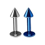 2 aretes de titanio para labret de 16 g, 3 mm, cono Monroe, tragus, vertical, para cartílago, labio, piercing para labios, tamaño y color, Titanio, No es una piedra preciosa
