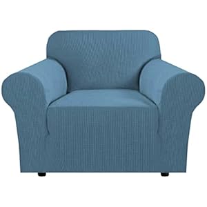 H.VERSAILTEX Armchair Cover High Stretch Sofa Slipcover 1 Piece Couch Covers for Sofa Durable Spandex Fabric Non Skid Machine Washable(Armchair 31″-47″, Dusty Blue)