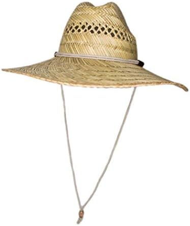SUN and FUN - Happy Styles Men's Straw Outback Lifeguard Sun Hat with Wide Brim (Natural), Large