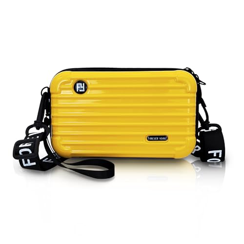 Image of Mini Suitcase Crossbody Bag, Plastic Mini Suitcase Bag Suitcase Purses Stylish Suitcase Cosmetic Bag with 2 Straps
