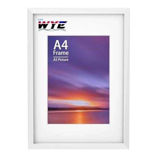 Cornice A4 in legno con passepartout A5, con supporto da tavolo o da appendere alla parete, cornice bianca A4 con finestrella in plexiglass, bianco
