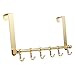 ZFFLYH Over The Door Hooks Hanger, Moving 6-Hooks, Heavy Duty Over The Door Hanger, Over Door Towel Rack, Door Coat Hanger for Hanging Clothes, Coats, Towels and Hat,Gold