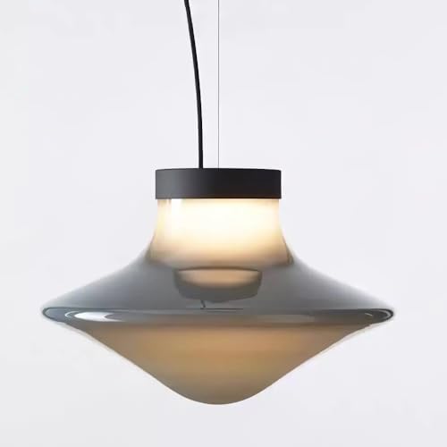 Lustre moderne gris avec suspension en verre pour un éclairage de table à manger