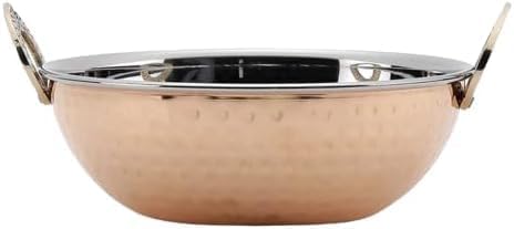 MIXEL Stainless Steel Copper Kadhai, Rust-Resistant, Corrosion-Resistant, Luxurious Appearance, Reduces The Cooking Time, Sleek, Modern Finish, (17 cm)