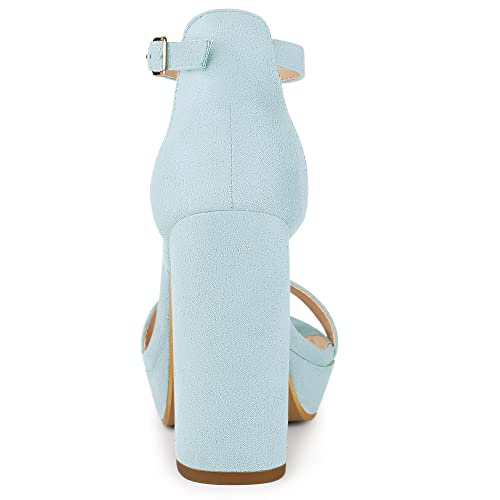 Allegra K Women's Ankle Strap Platform Chunky Heels Sandals3