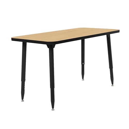 Image of Adapte Commercial Classroom Activity Table - 24 inch x 48 inch Rectangle, ADA Compliant Tapered Legs with Glides & Casters, Adjustable Height 22-34 inch Wheelchair Accessible, School & Office Furniture