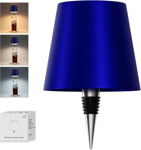 SOUDFK Wireless Bottle Lamp, 2026 New 3 Color Rechargeable Led Wine Bottle Lights for Bars Restaurants (Sapphire Blue, 1PC)